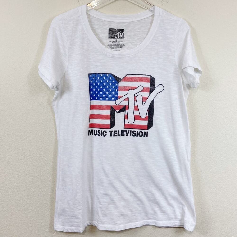 MTV | Semi Sheer White Graphic Tee O/S